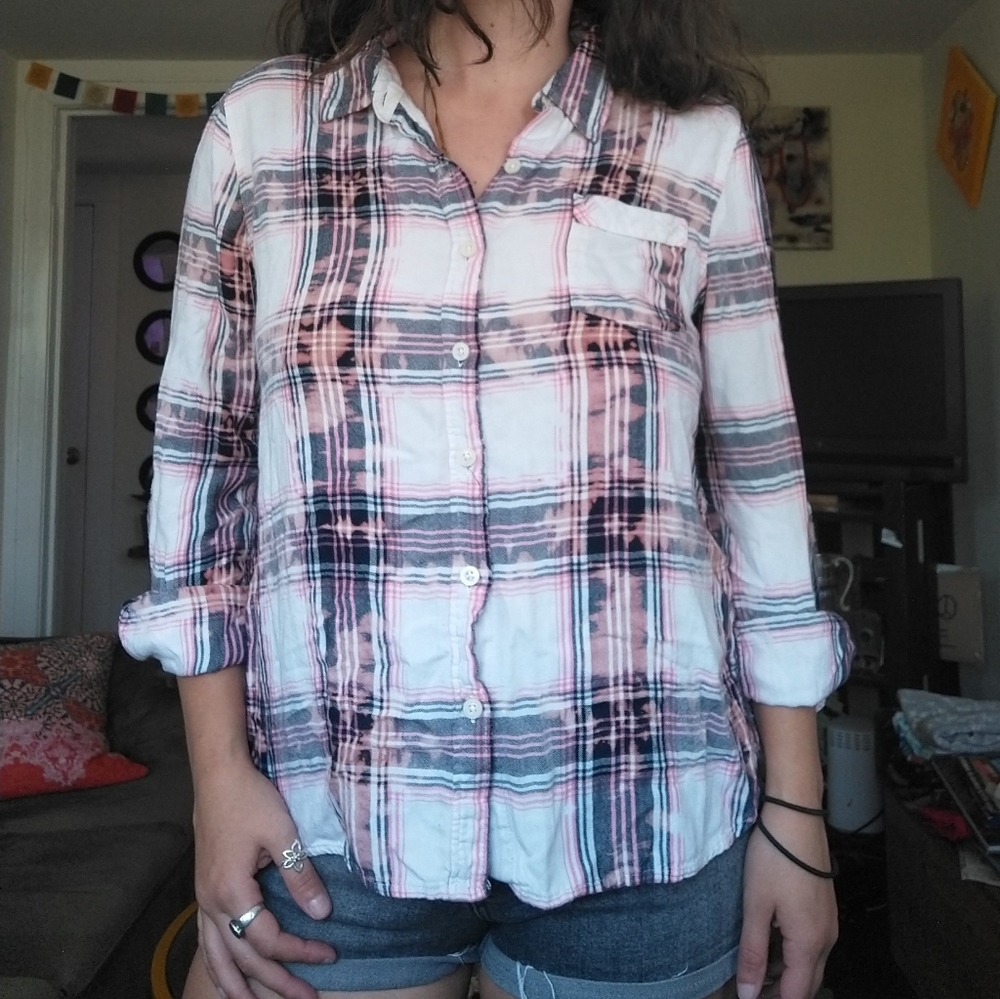 "Canyon River Blues" Bleached Plaid Top
